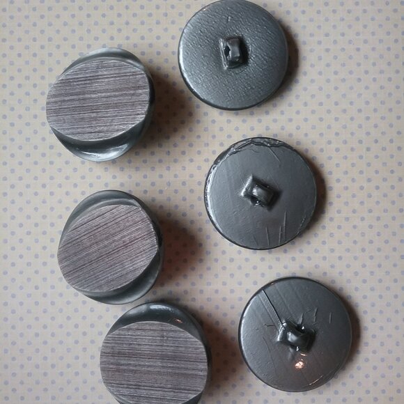 Vintage Grey Shank Buttons Matching Set of 6 - Large Coat Buttons - Mottled - Picture 4 of 5